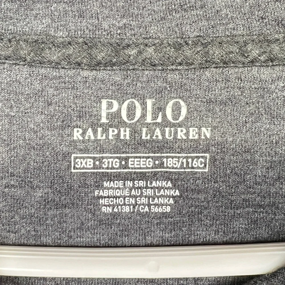 Polo Ralph Lauren Mens 3XB Grey Heather Quarter Zip Pullover Pony Logo Sweater